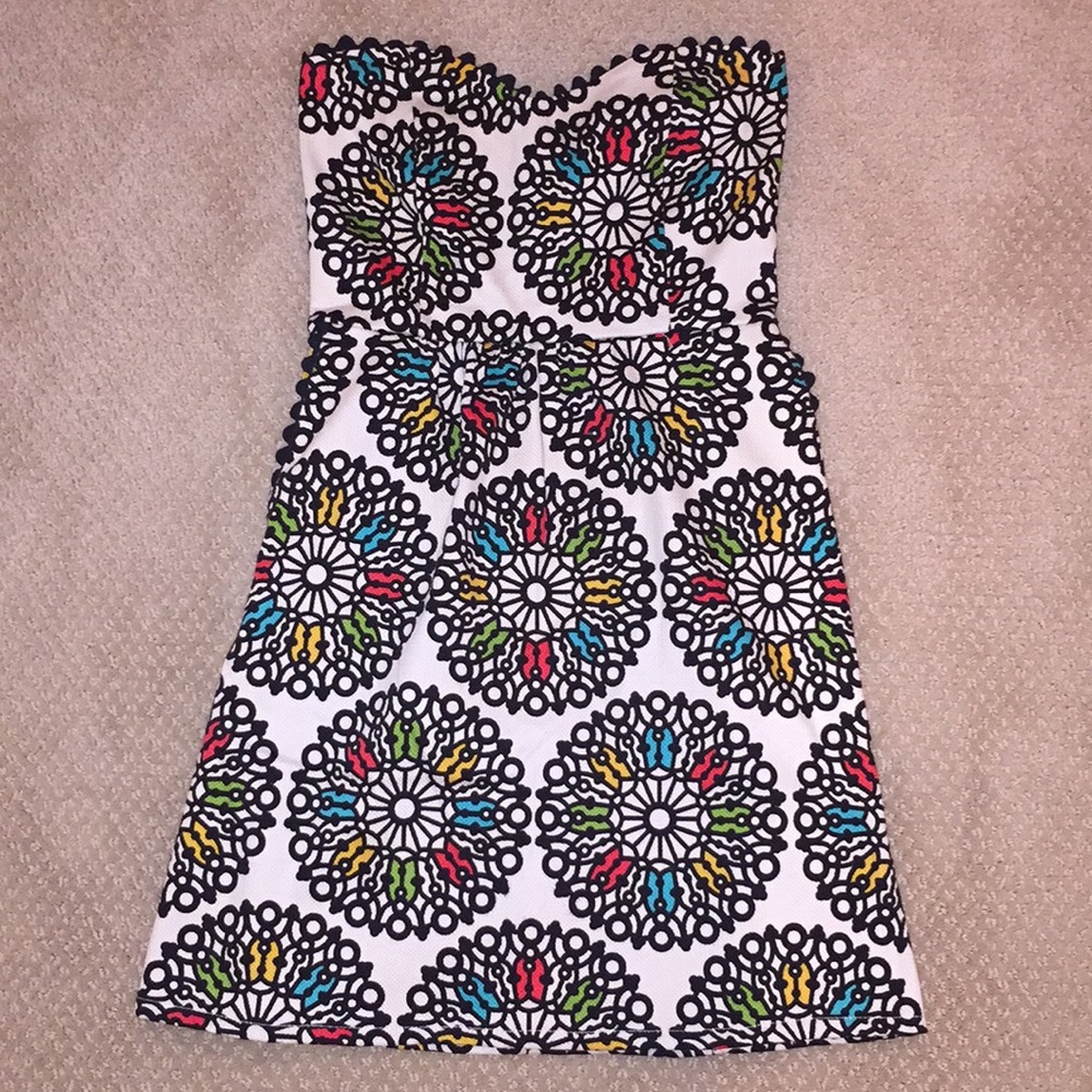 Judith March strapless patterned dress